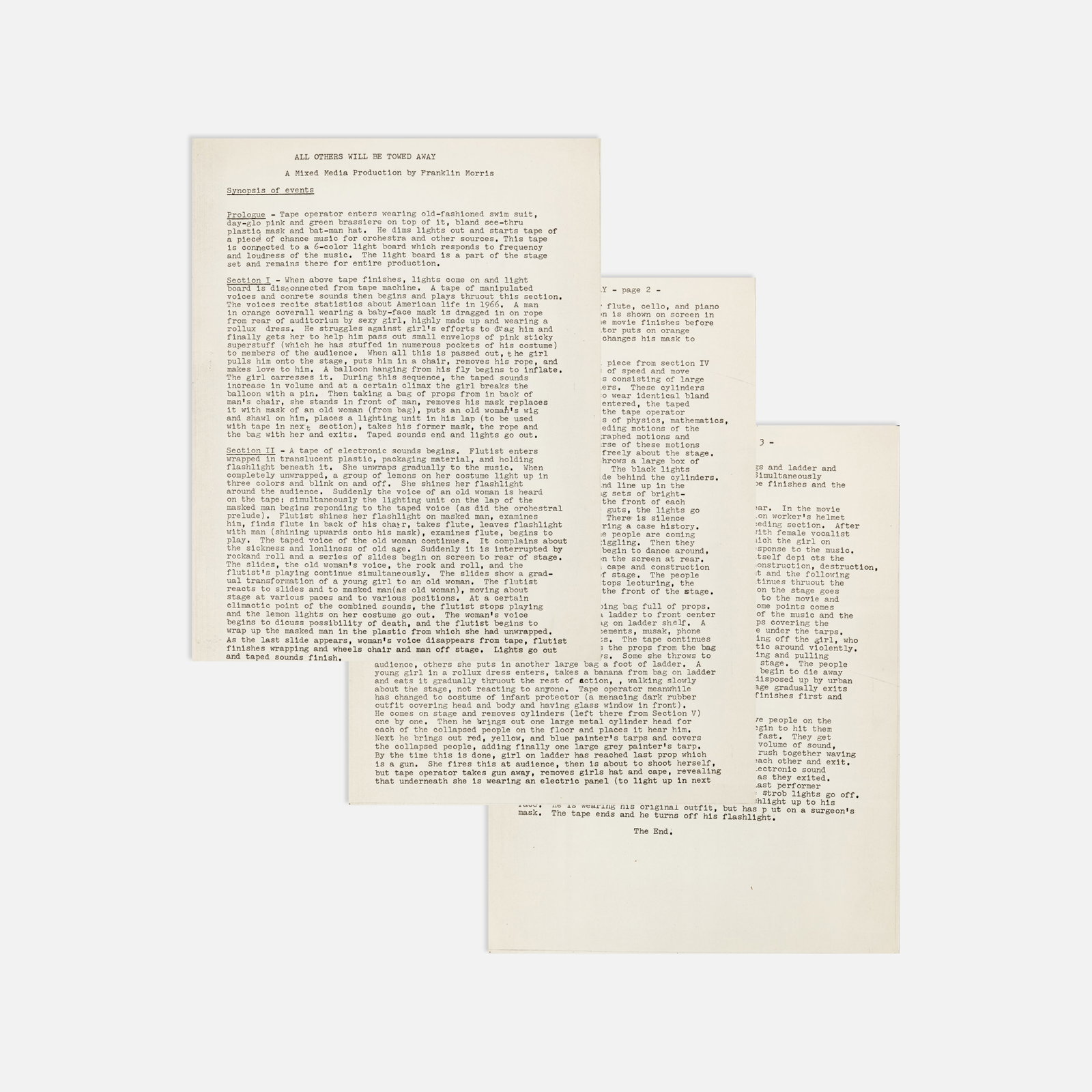 Franklin Morris, All Others Will Be Towed Away, Synopsis of Events (1 of 4)
