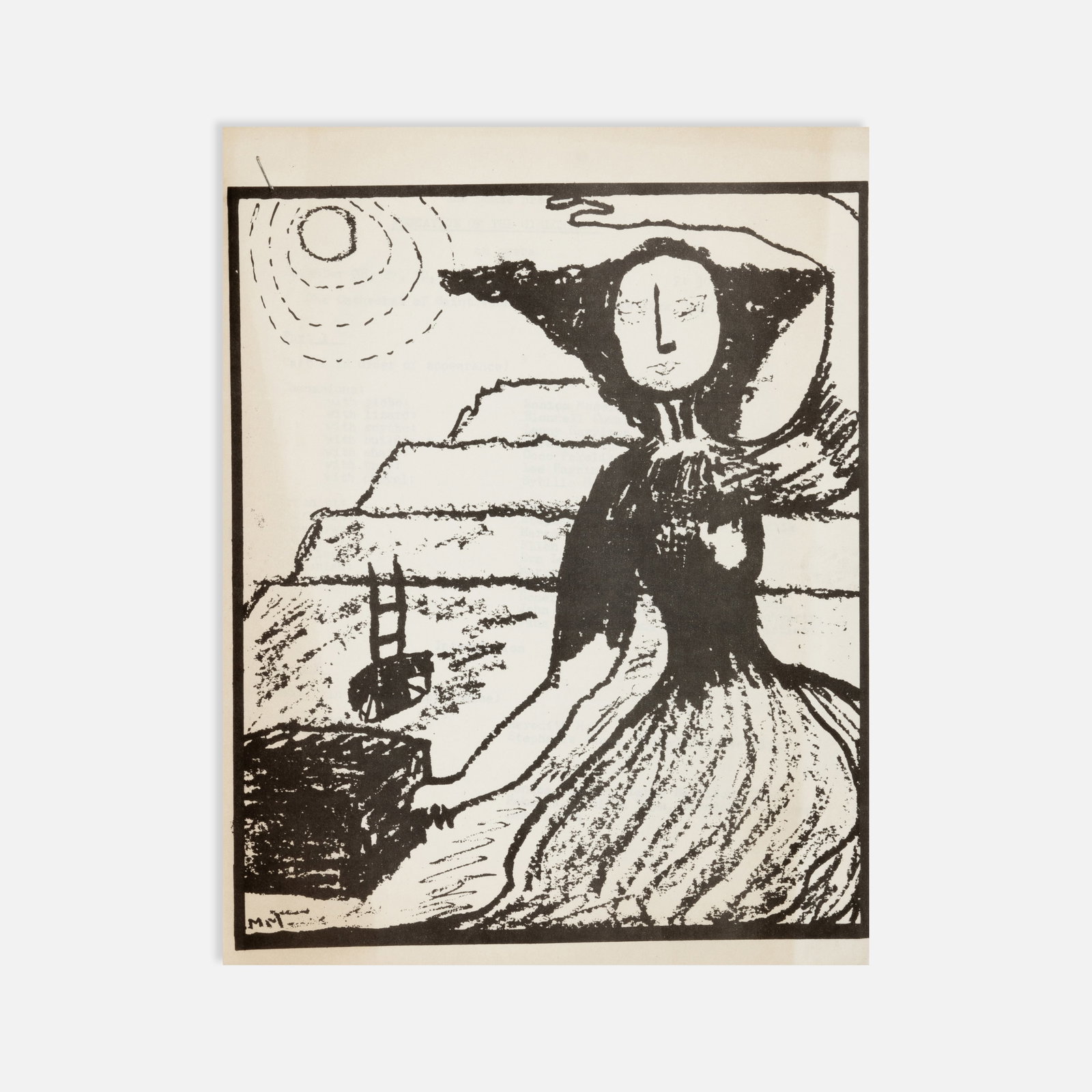 Meredith Monk, Education of the Girlchild, Program: New York, 1973 11" x 8 1/2" photomechanical reproduction with holograph inscription Program for Meredith Monk’s Education of the Girlchild, presented by The House at the Cathedral of Saint John the 