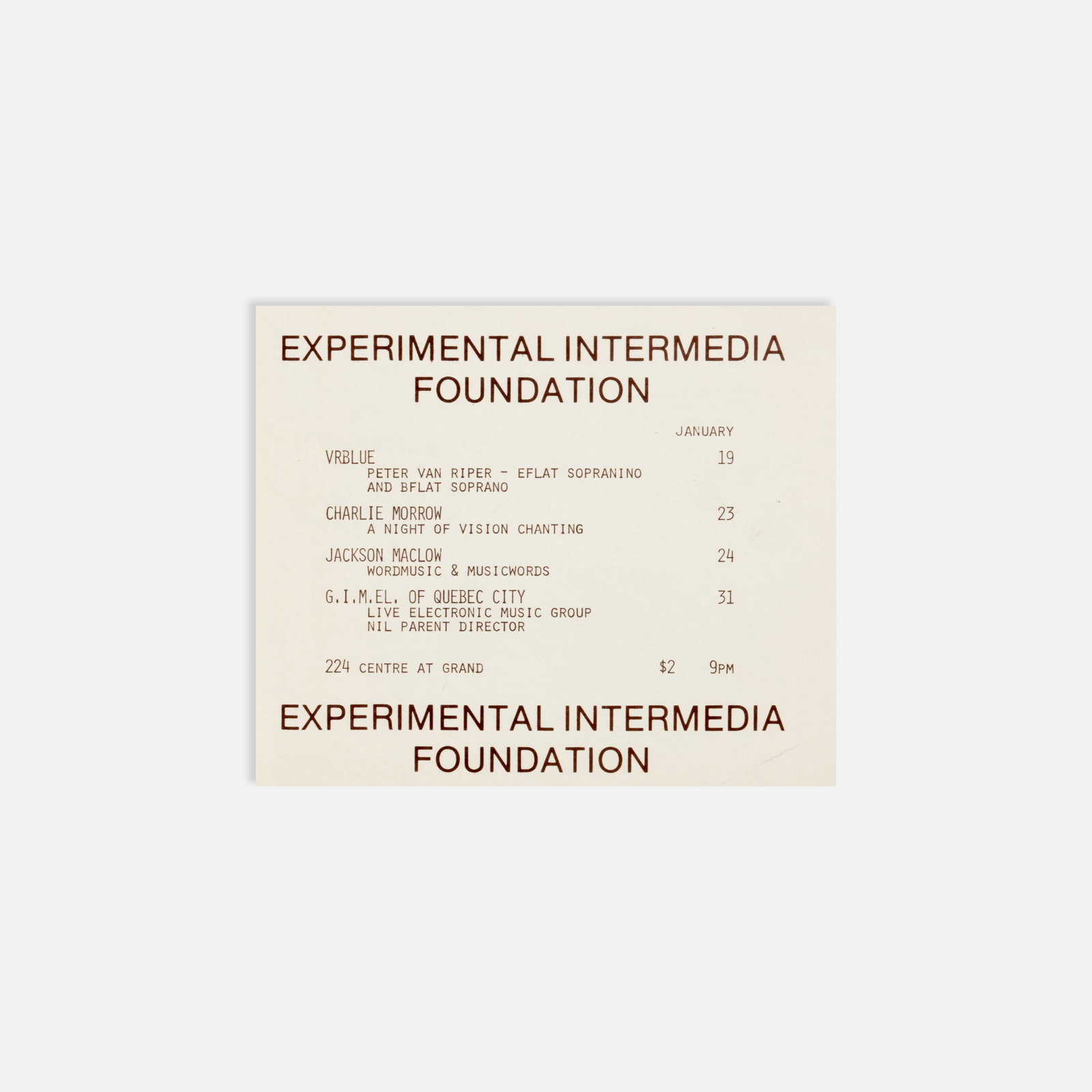 Jackson Mac Low, Experimental Intermedia Foundation, Flyer (1 of 1)