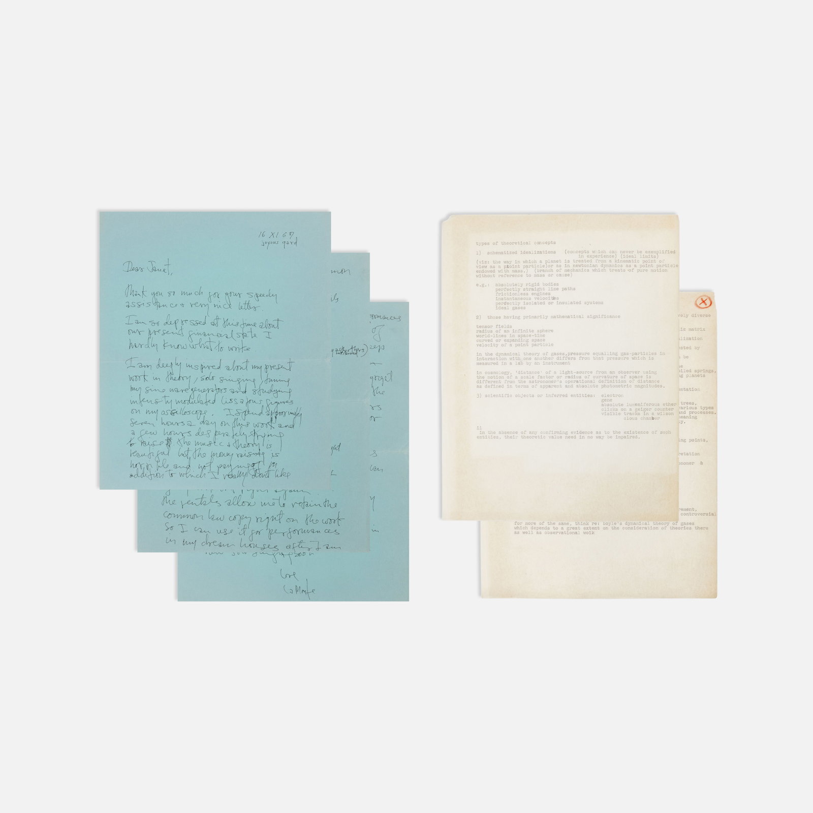 La Monte Young, Autographed Letter to Janet Ferrell with Typescript (1 of 7)