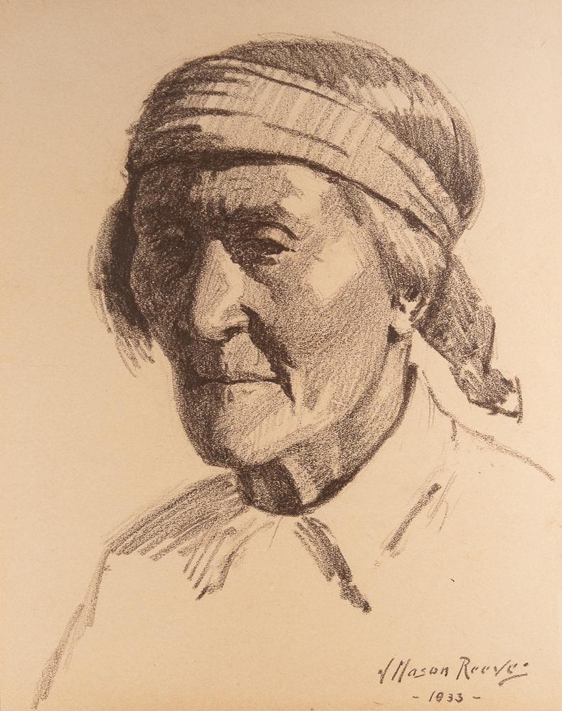 J.Mason Reeves charcoal drawing, Native American (1 of 2)