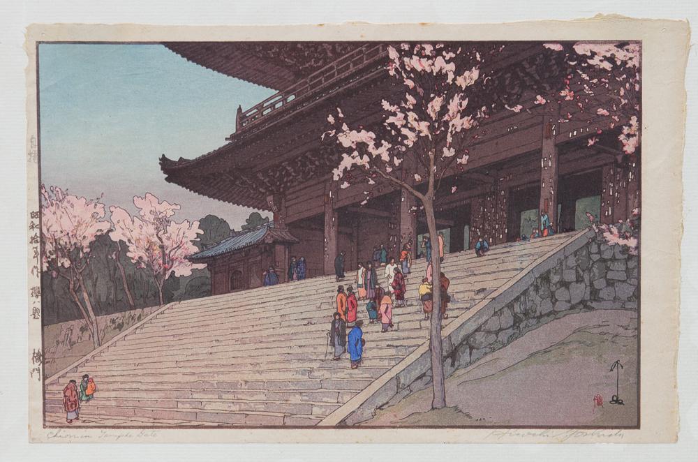 Hiroshi Yoshida woodblock print Chionin Temple Gate (1 of 2)
