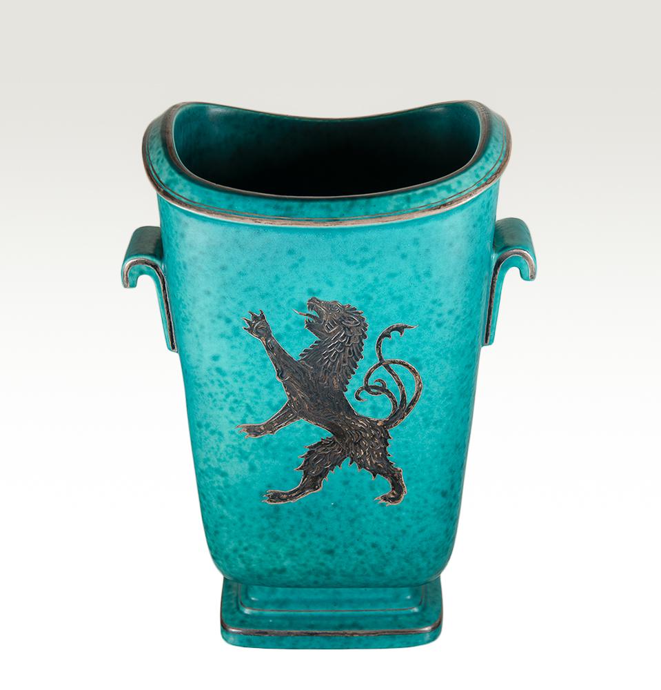 Gustavsberg Argenta lion vase Wilhelm Kage design (1 of 2)