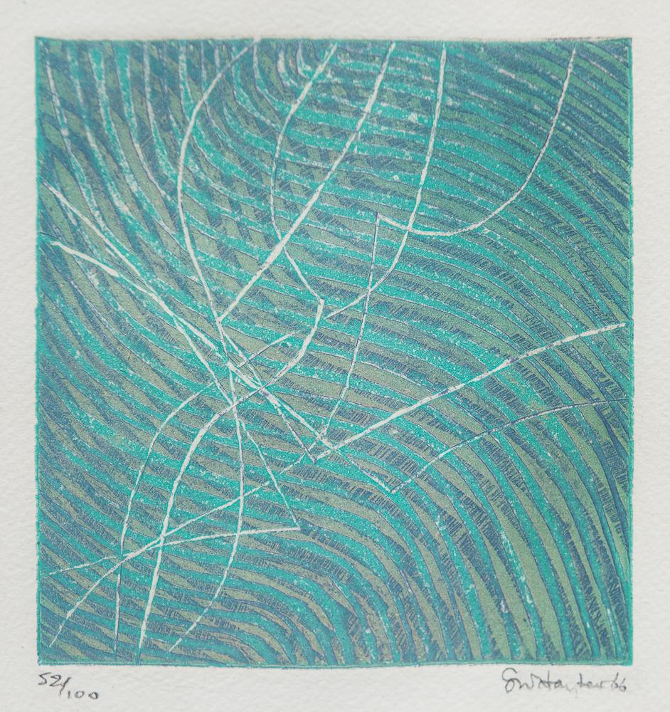 Stanley Hayter (1901-1988) etching: "Crepuscule" signed SW Hayter 66 numbered 52/100 not examined out of frame Dimensions: aprox. 7 x 7 & 1/2" image Weight: 2 lbs. 15 oz.