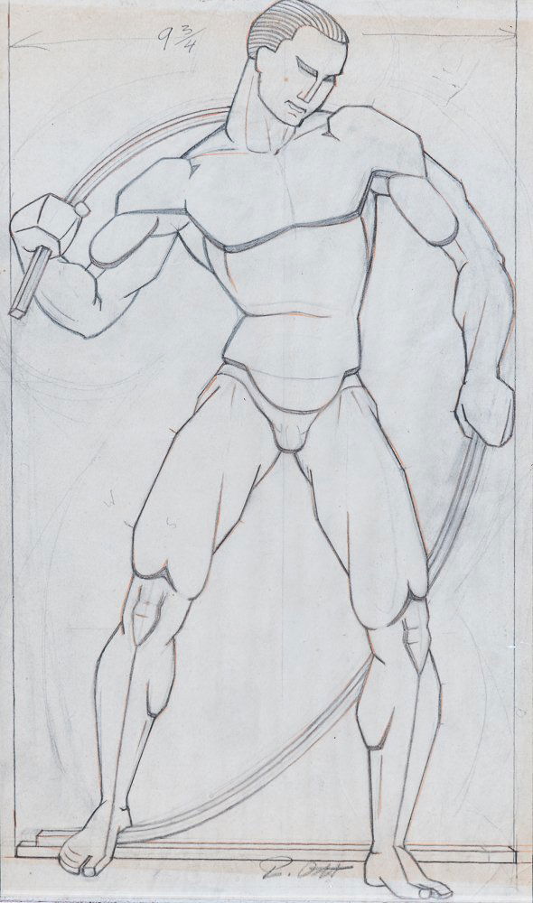 Peterpaul Ott (1895-1992) WPA study "Tension" (1 of 3)