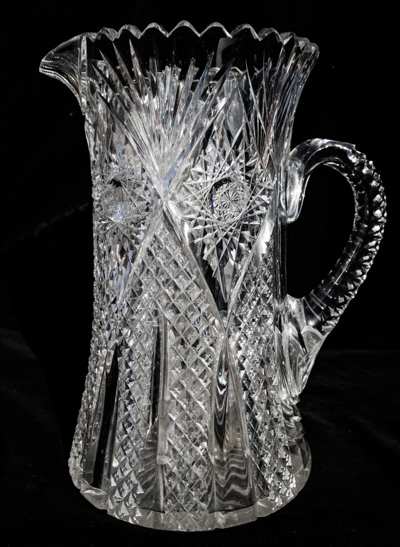 Hawkes Aberdeen Cut Glass Pitcher with Cooling Cylinder: This is an item I have only seen one other of ever – it’s a pitcher with a cooling cylinder fused on the interior for ice. The other one I saw was also a piece of Hawkes, but in a pattern not near
