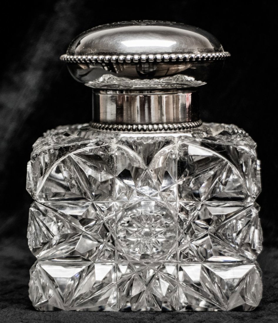 Gorham Sterling Silver Cut Glass Inkwell Dorflinger? (1 of 8)