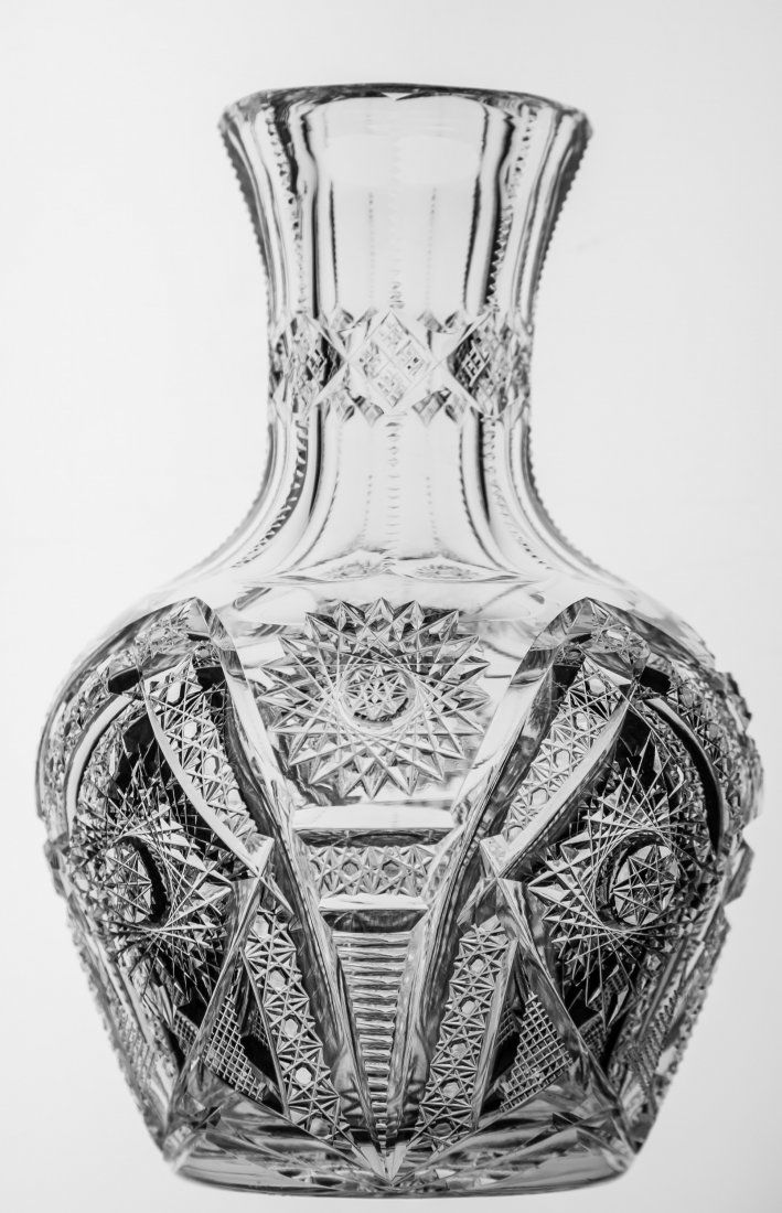 Unusual Wide Mouth Cut Glass Carafe (1 of 4)