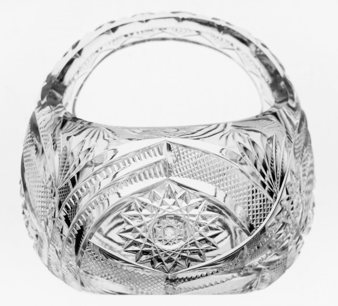 Cute J. Hoare Wedding Ring-like Cut Glass Mini Basket (1 of 5)