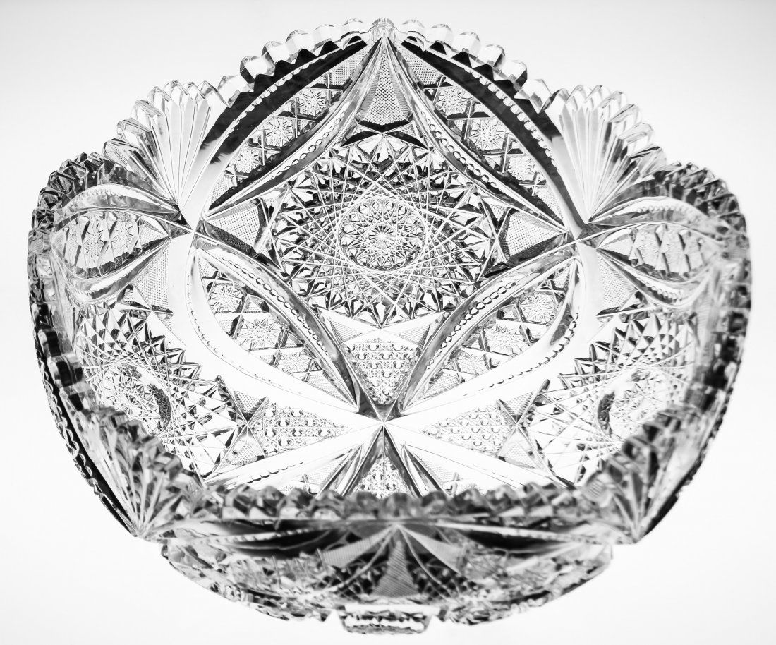 Signed Libbey Circles and Arcs Cut Glass Bowl (1 of 4)