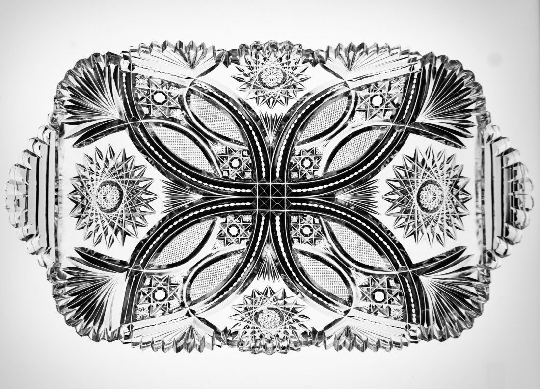 Handled Cut Glass Ice Cream Tray Oconnor? (1 of 3)