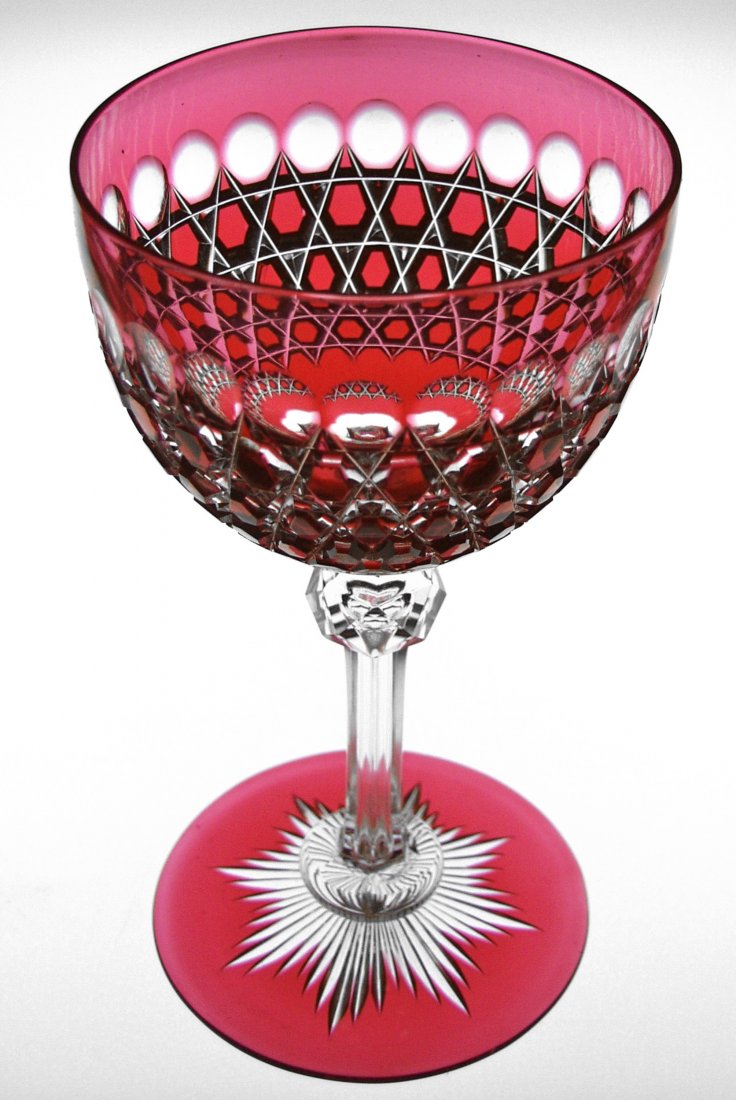 Pair of Boston & Sandwich Cranberry Cut to Clear Stems (1 of 5)