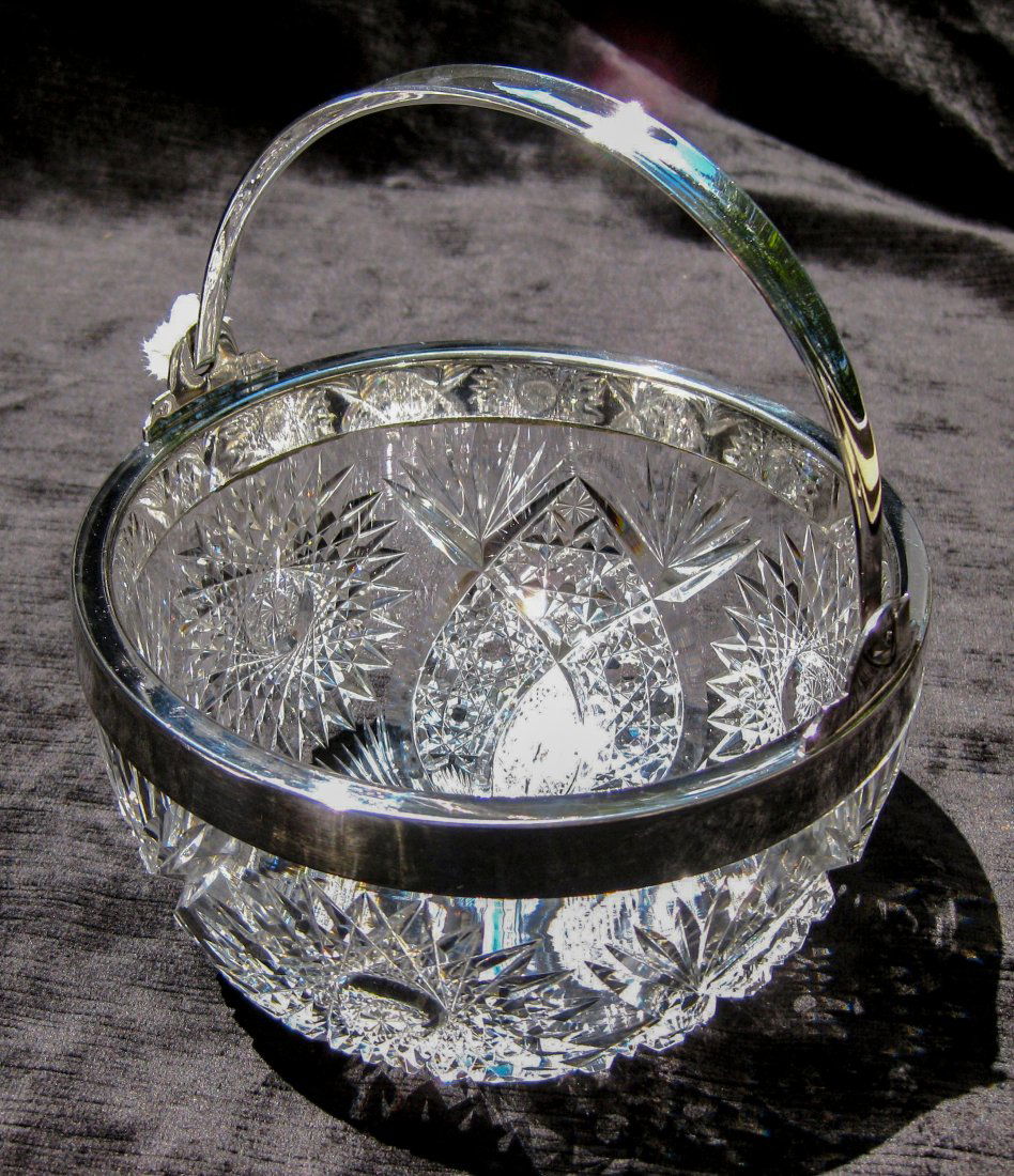 Hawkes Chrysanthemum Brilliant Cut Glass Basket (1 of 5)