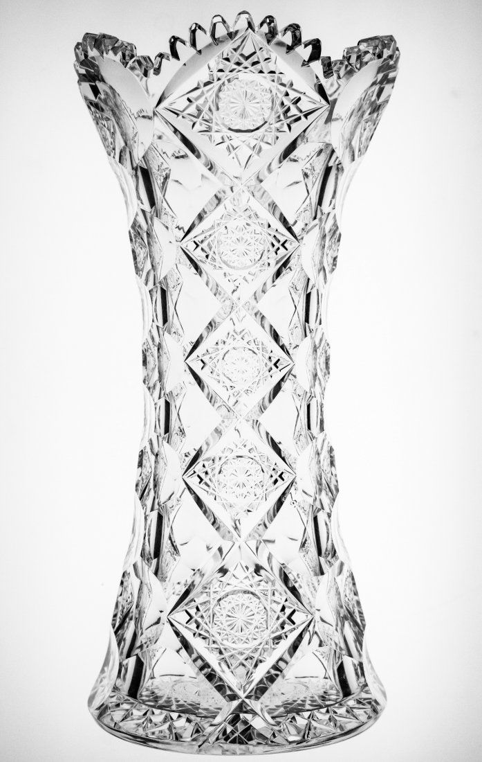 Hawkes Queens Pattern Brilliant Cut Glass Corset Vase (1 of 3)