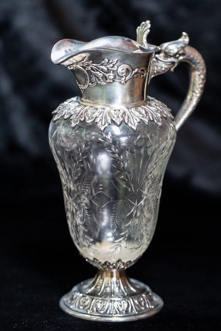 Cute Sterling Silver Rock Crystal Cut Glass Syrup (1 of 6)