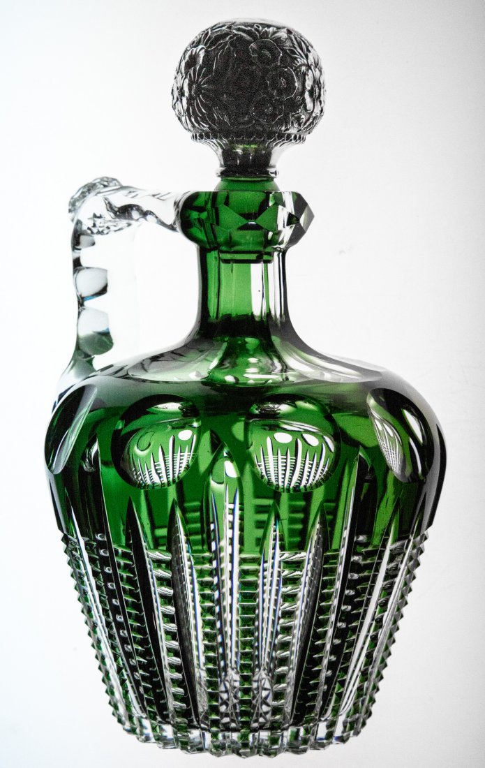 Mt. Washington Green to Clear Cut Glass Whisky Jug (1 of 3)