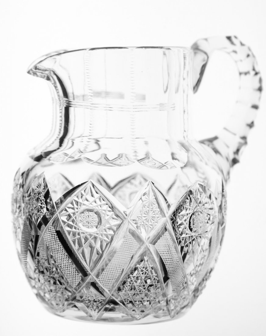 Cute Unger Brothers Sherwood Milk Pitcher Cut Glass: Really cute milk pitcher by Unger Brothers in their Sherwood design. Cut to pieces!