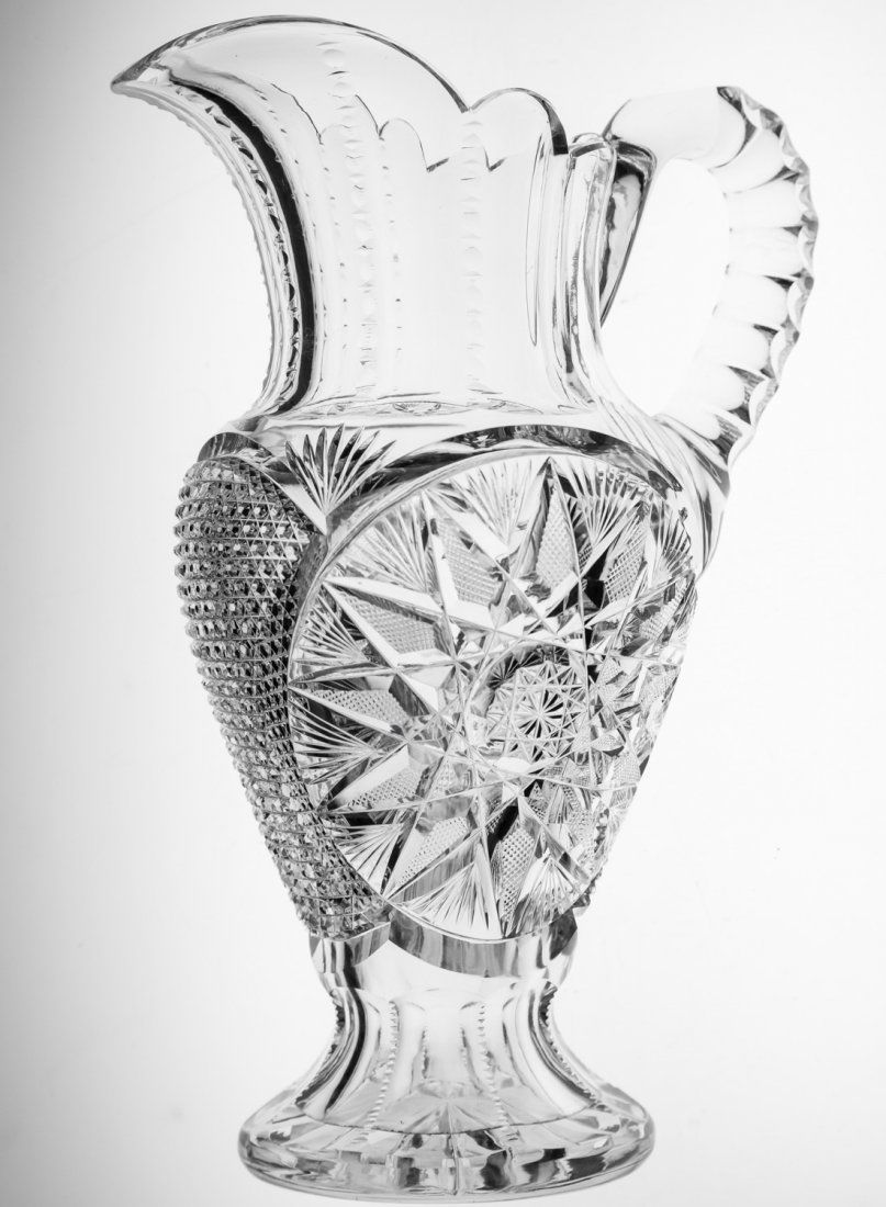 Great Unusual Shaped Brilliant Cut Glass Pitcher (1 of 3)