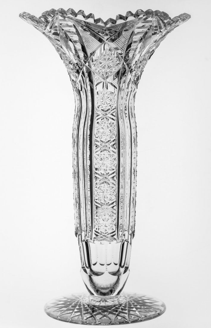 Large Clark Cypress American Brilliant Cut Glass Vase (1 of 3)