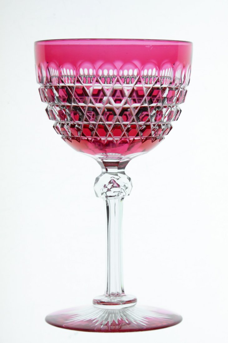 Boston & Sandwich Cranberry Glass Cut to Clear Stems (1 of 3)