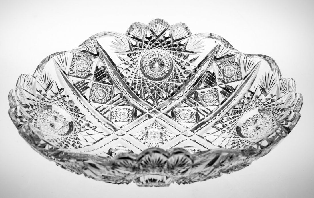 Unusual Hawkes Wavy Brilliant Cut Glass Bread Tray (1 of 3)