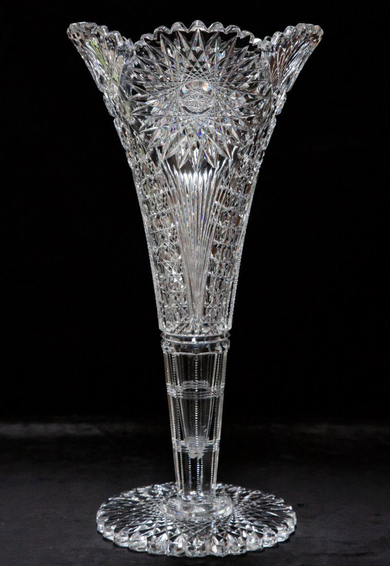 Magnum Hawkes Chrysanthemum Brilliant Cut Glass Vase (1 of 7)