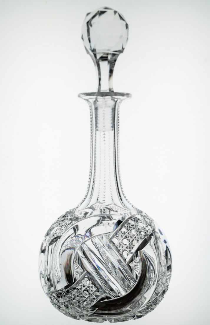 Incredible J. Hoare Wedding Ring Cut Glass Decanter: Another offering from my personal collection - one of the most difficult patterns to acquire an authentic piece of. This is the same blank and even stopper cut (there is a ledge on J. Hoare stoppers y