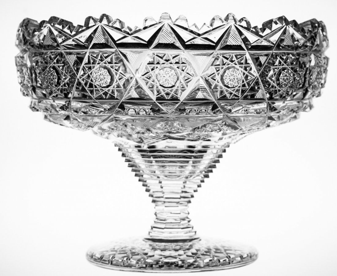 Large J. Hoare Marquise Brilliant Cut Glass Tazza Vase (1 of 5)