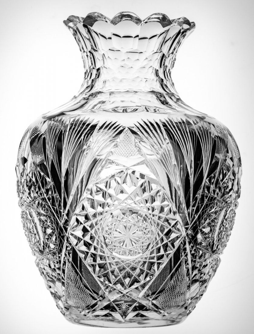 Large Heavy Blackmer Estelle Brilliant Cut Glass Vase (1 of 4)