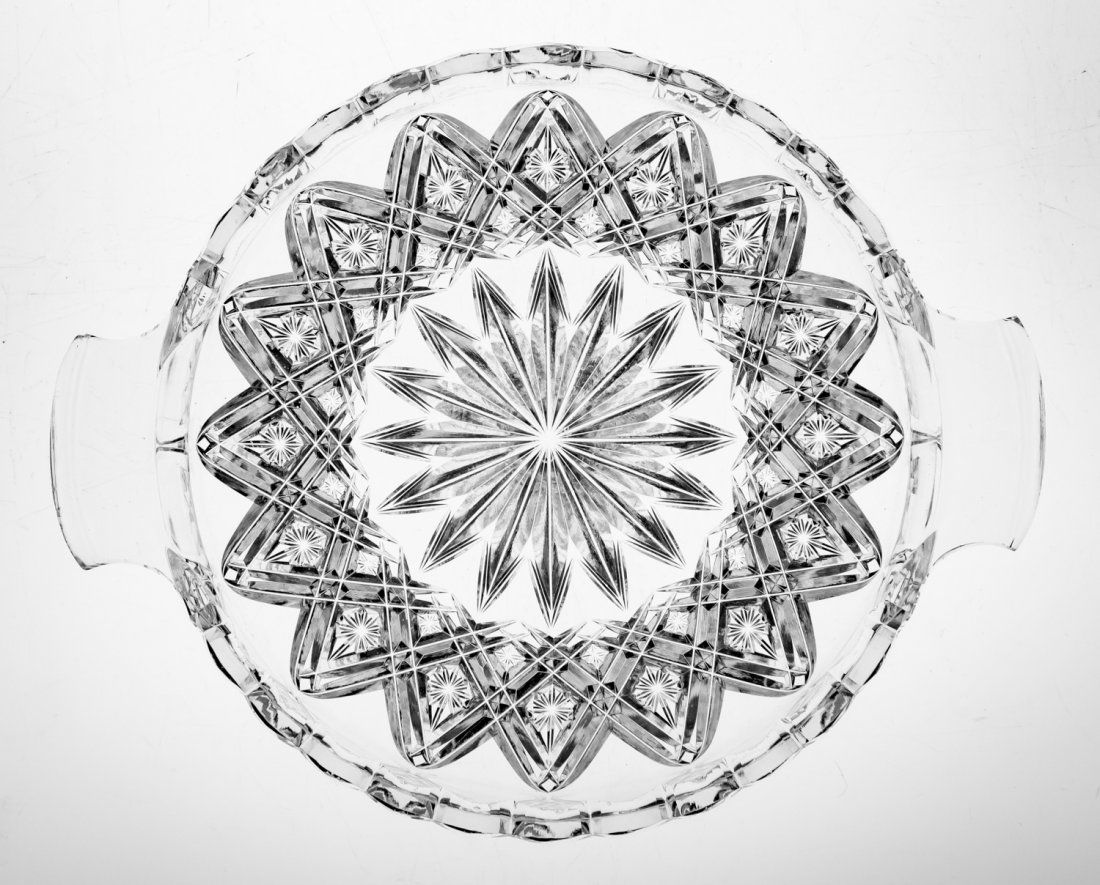 Cute Hawkes Miniature Handled Brilliant Cut Glass Plate (1 of 2)