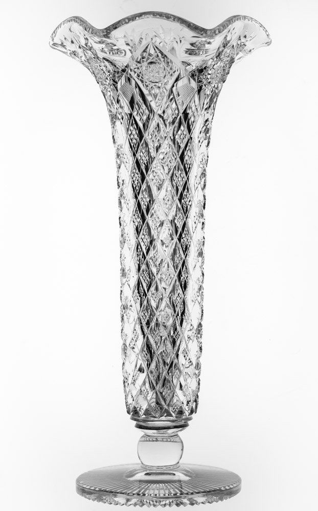 Awesome Hawkes Ruffled Rim Brilliant Cut Glass Vase (1 of 3)