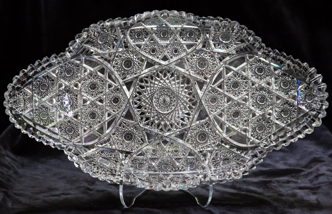 Incredible Nelson Paris pattern Cut Glass Ice Cream: Massive, clear blank cut by Nelson Cut Glass in their Paris design. Best piece I've ever seen in this design and great quality piece of glass.