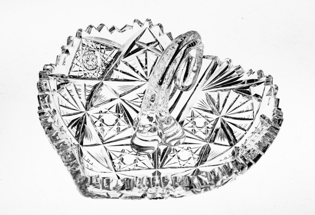 Hawkes Heart Shape, Handled Nappy Brilliant Cut Glass (1 of 3)