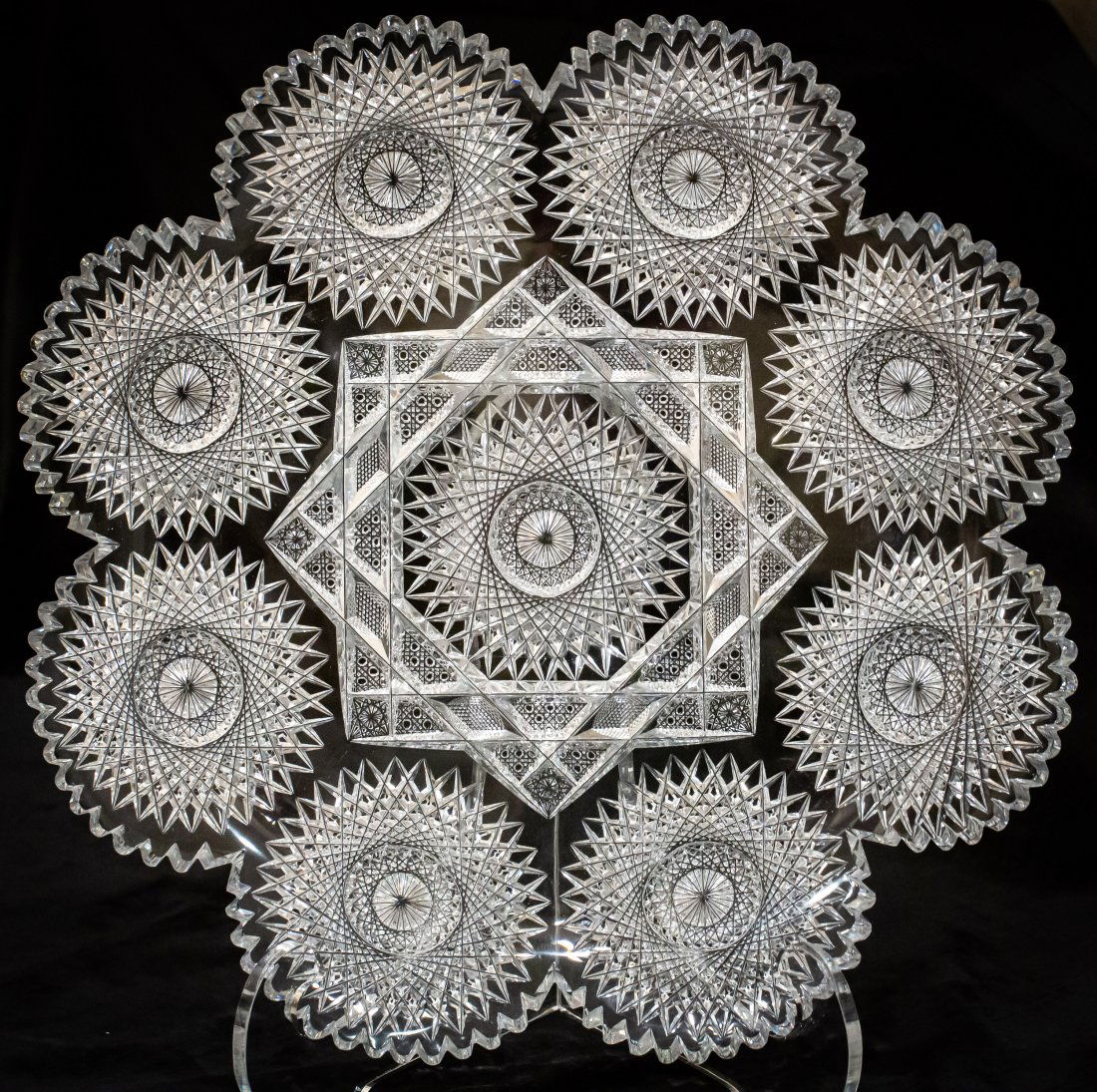 Fantastic Meriden Star 15" Brilliant Cut Glass Platter (1 of 7)