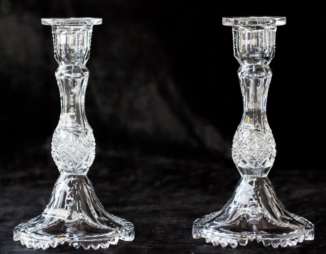 Wonderful Pair of Candlesticks Libbey? Cut Glass (1 of 3)