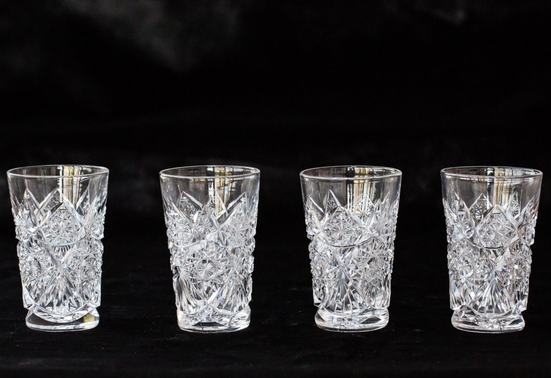 Set of Straus American Beauty Juice Glasses Cut Glass (1 of 3)