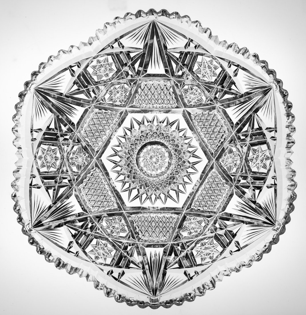 Nice Fry 12" American Brilliant Cut Glass Plate Charger Crystal Platter: Nice piece cut by Fry in their Edna pattern.