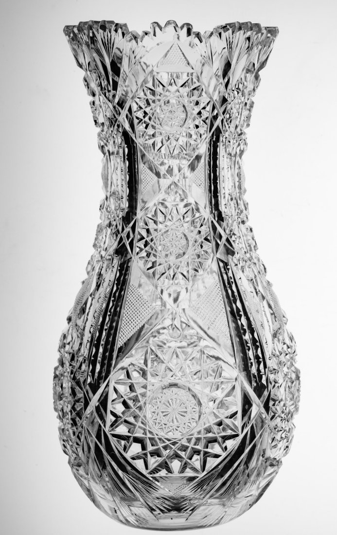 Nice American Brilliant Period Cut Glass Bowling Pin Vase: Great example and shape - heavy.