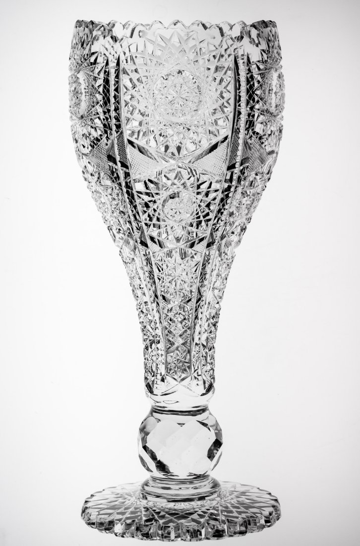 Kelly & Steinman Norway American Brilliant Cut Glass Chalice Vase: Great example on one of the most popular shapes of the period.