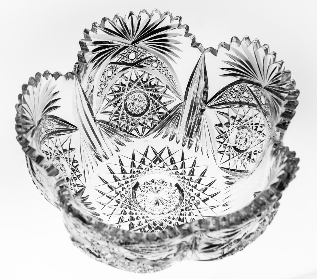 Pairpoint Irma Blowout Bowl American Brilliant Period Cut Glass Crystal: Nice, large blownout/pocket bowl by Pairpoint in their Irma design.