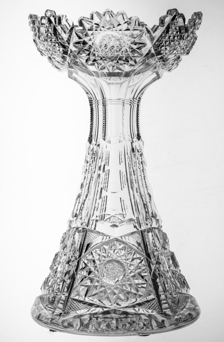 Unusual Pairpoint? Vase/Compote American Brilliant Period Cut Glass: Very unusual piece in a design very similar to Henrieta by Pairpoint. Almost a combination between a vase and compote - really neat form!