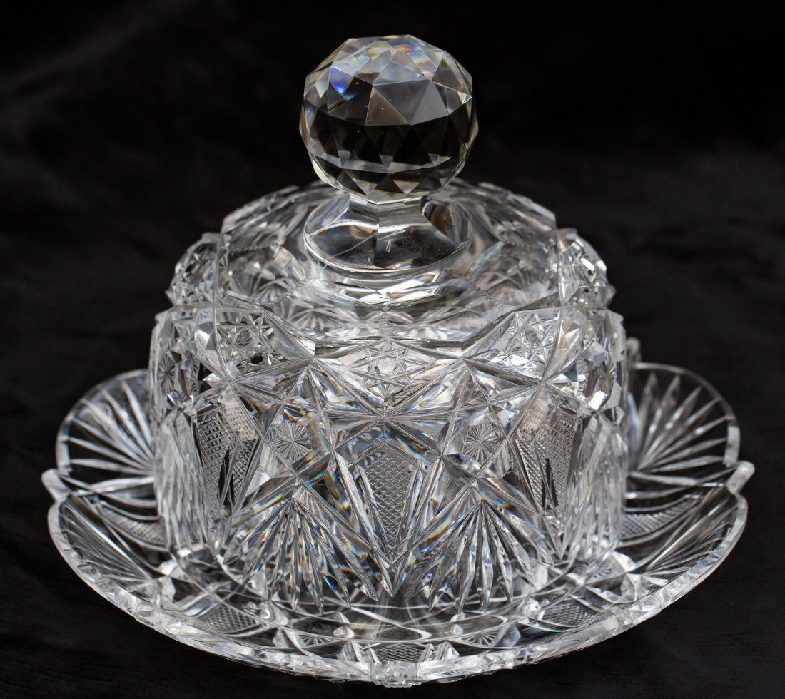 Libbey Florence American Brilliant Period Cut Glass Crystal Cheese Dome (1 of 3)