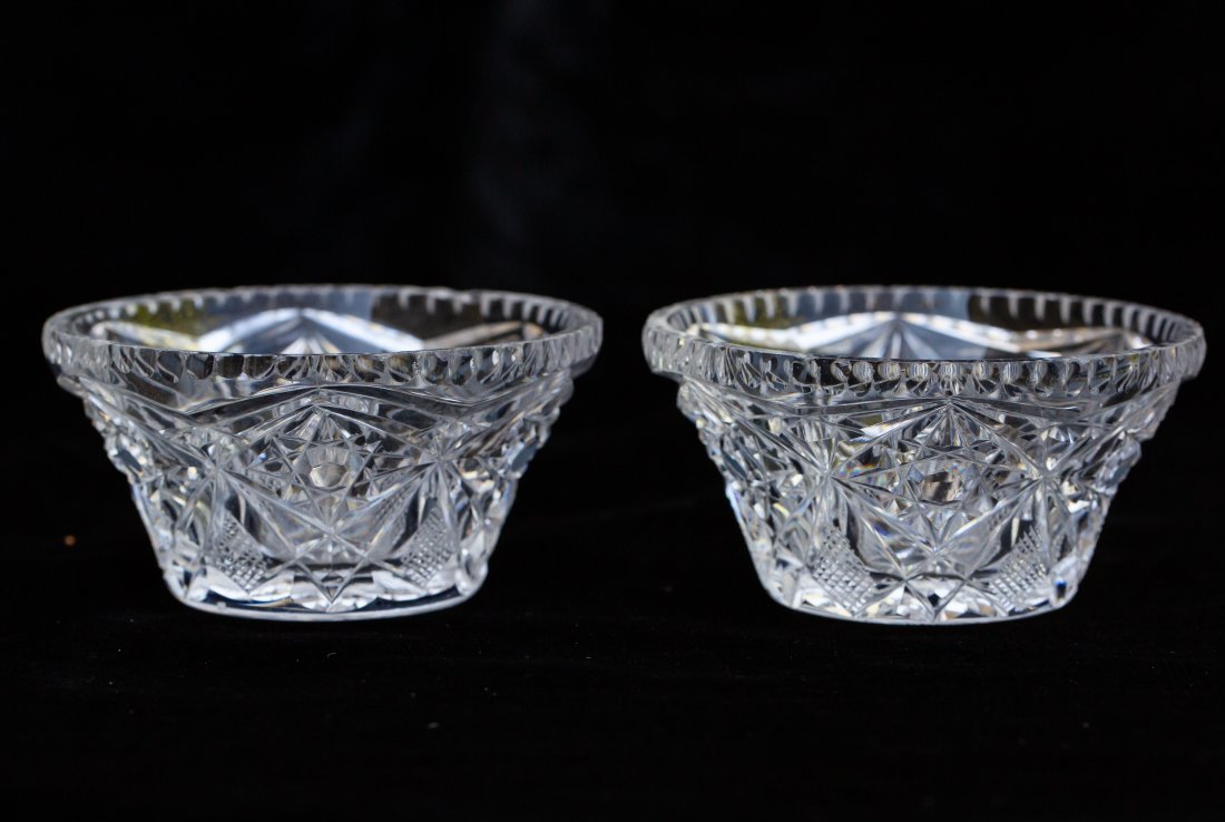 Pair of Hawkes American Brilliant Period Cut Glass Master Salt Cellars (1 of 4)