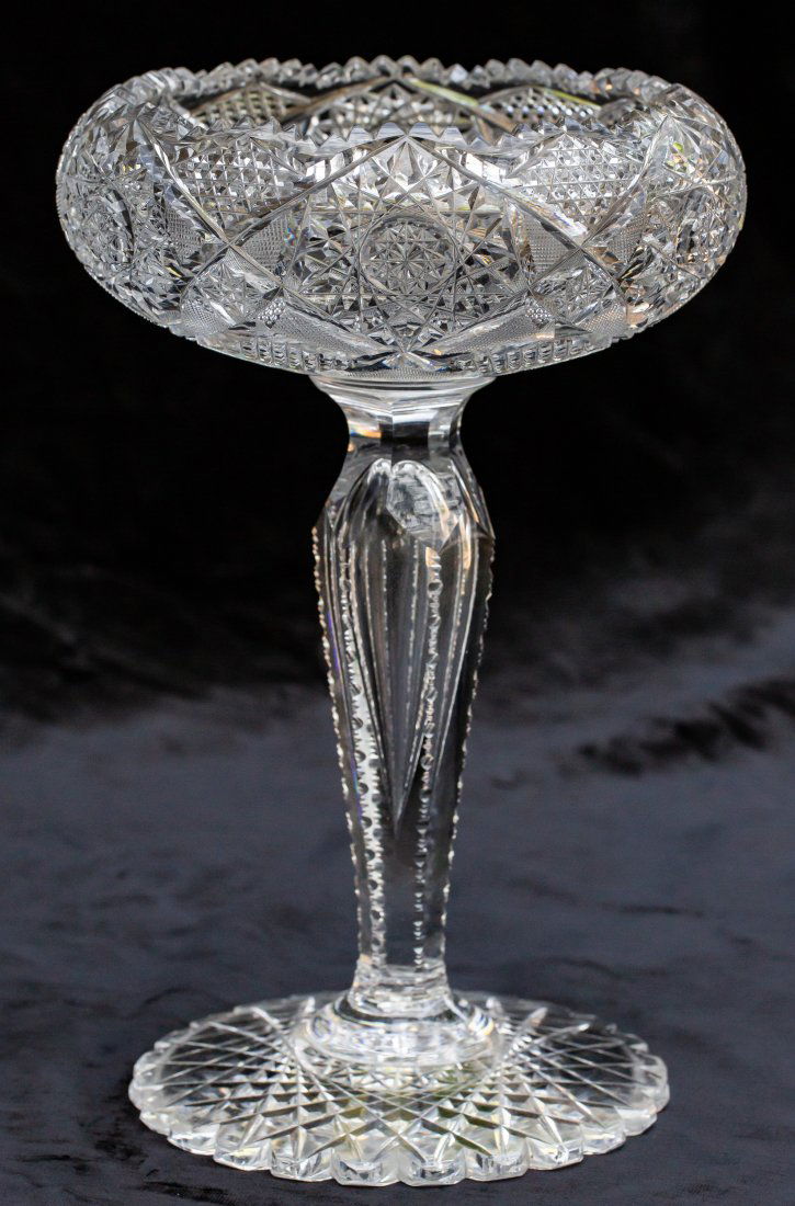 Tall American Brilliant Period Cut Glass Crystal Compote (1 of 8)