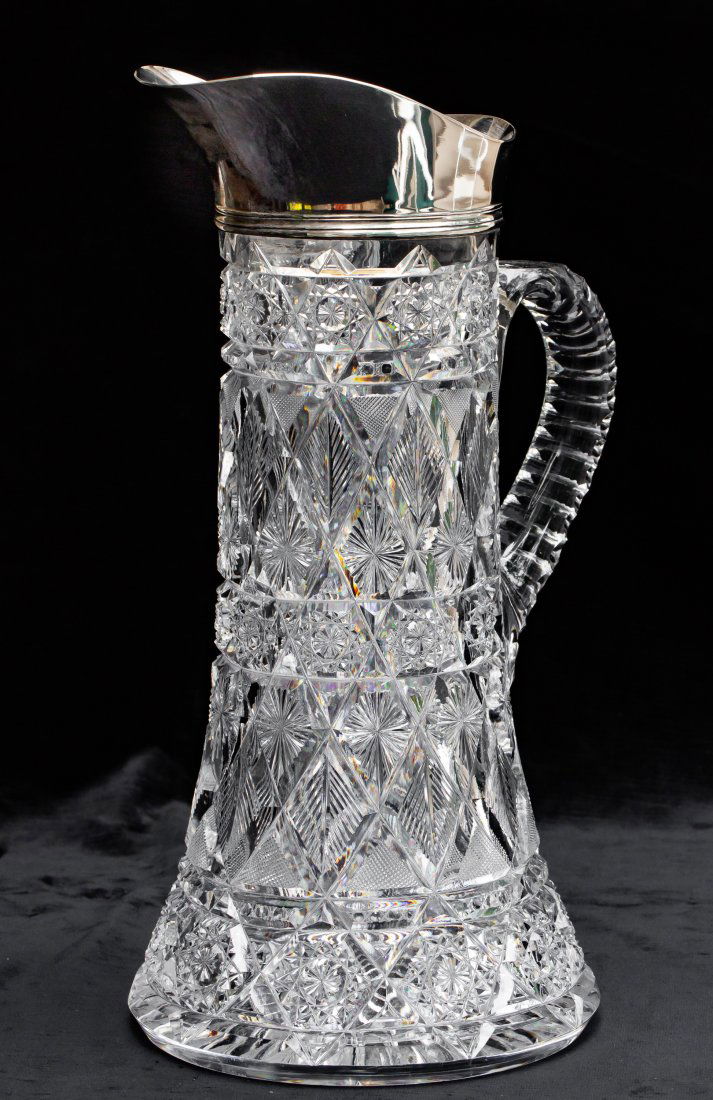Gigantic J. Hoare Marquise Tiffany Silver American Brilliant Cut Glass Tankard (1 of 6)