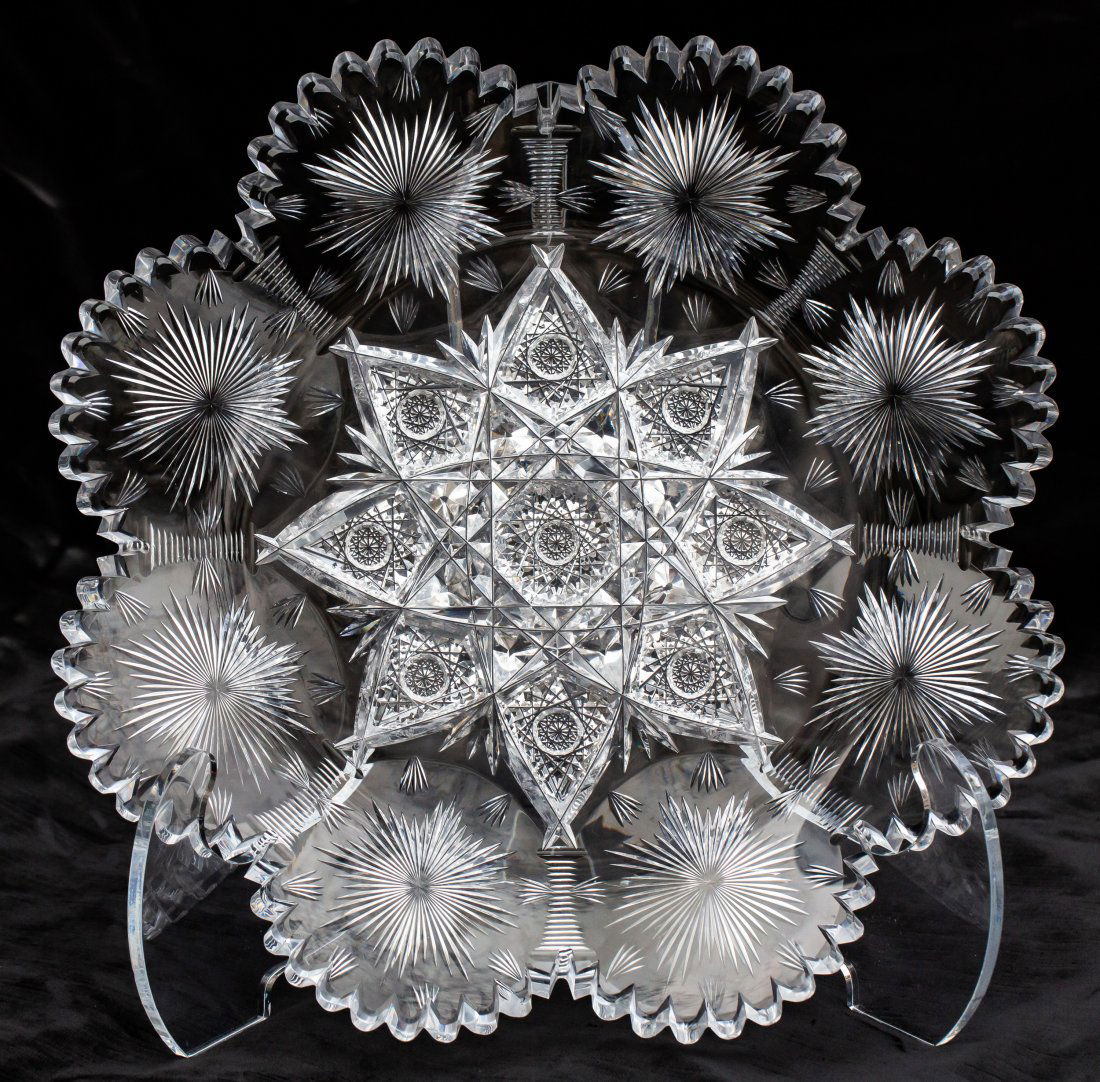 Extremely Rare Hawkes 999 Plate American Brilliant Cut Glass 13" Platter (1 of 4)