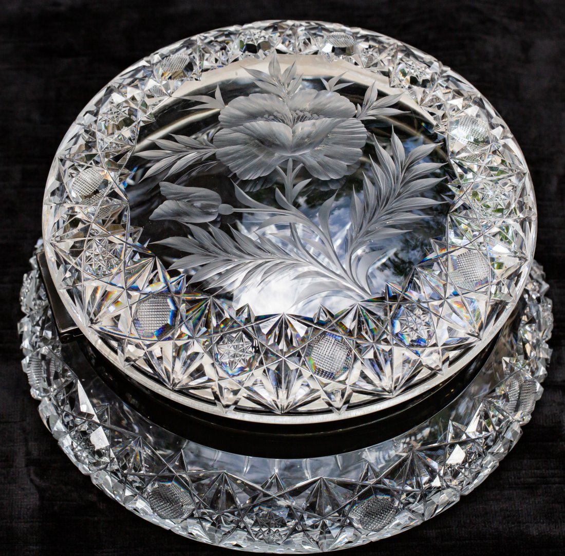 Amazing Large Tuthill American Brilliant Period Cut Glass Jewelry Box (1 of 7)