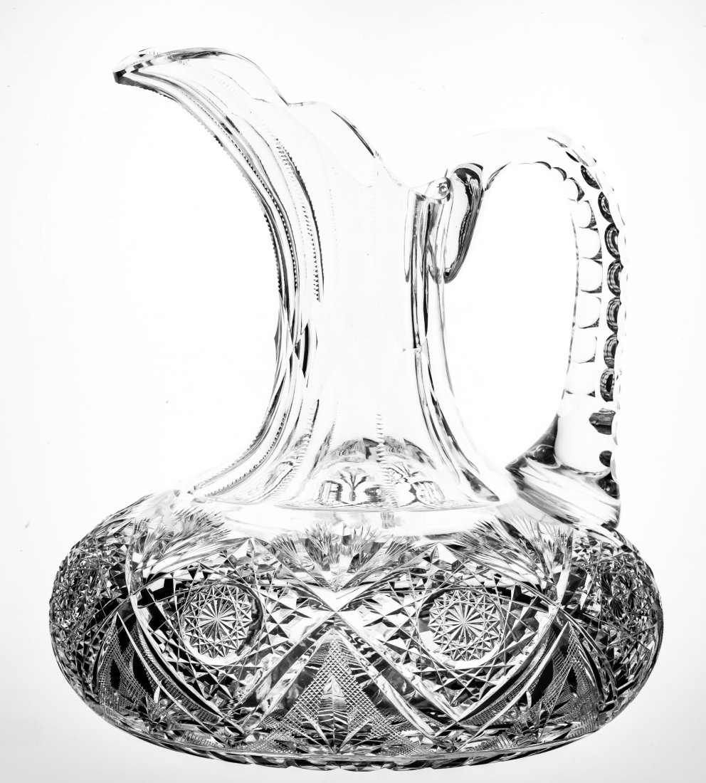Extra Large Egginton Marquise Brilliant Period Cut Glass Flagon Pitcher (1 of 4)