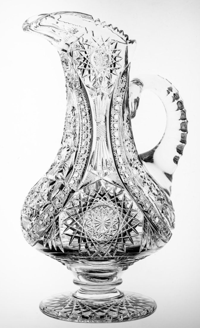 Extraordinary Bergen Excelsior American Brilliant Cut Glass Footed PItcher (1 of 4)