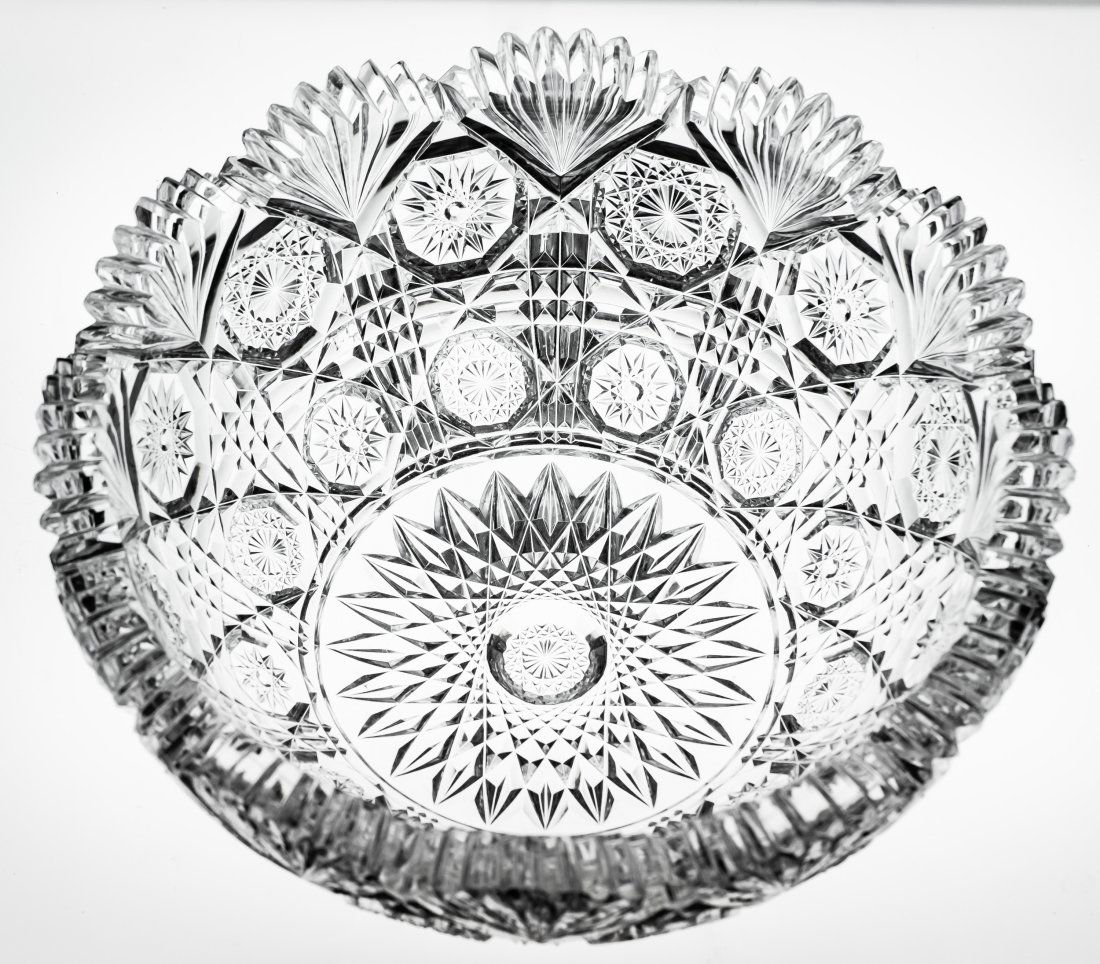 Spectacular Extra Heavy Straus American Brilliant Cut Glass Bowl Crystal (1 of 6)